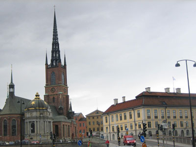 Riddarholmen med Riddarholmskyrkan i Stockholm