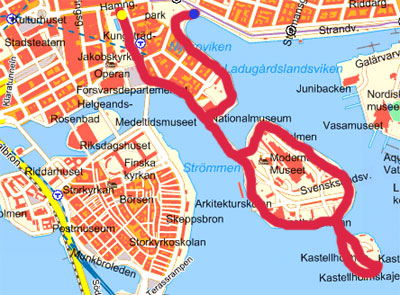 Map of our walk in Skeppsholmen
